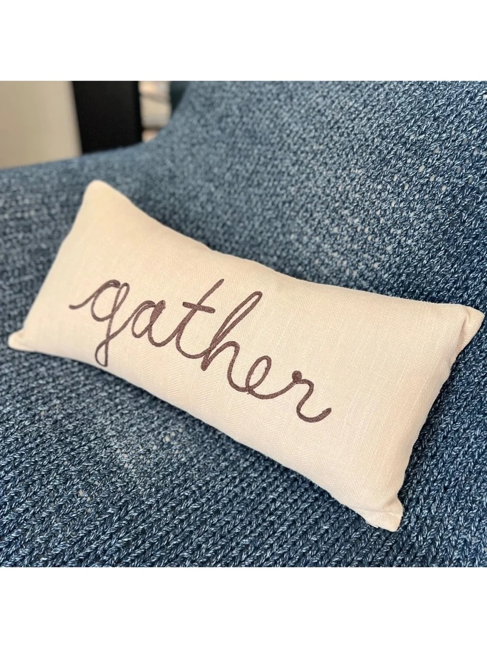 1 Pottery Barn Gather Embroidered Throw LUMBAR Pillow Cover Brown 12x24 Autumn